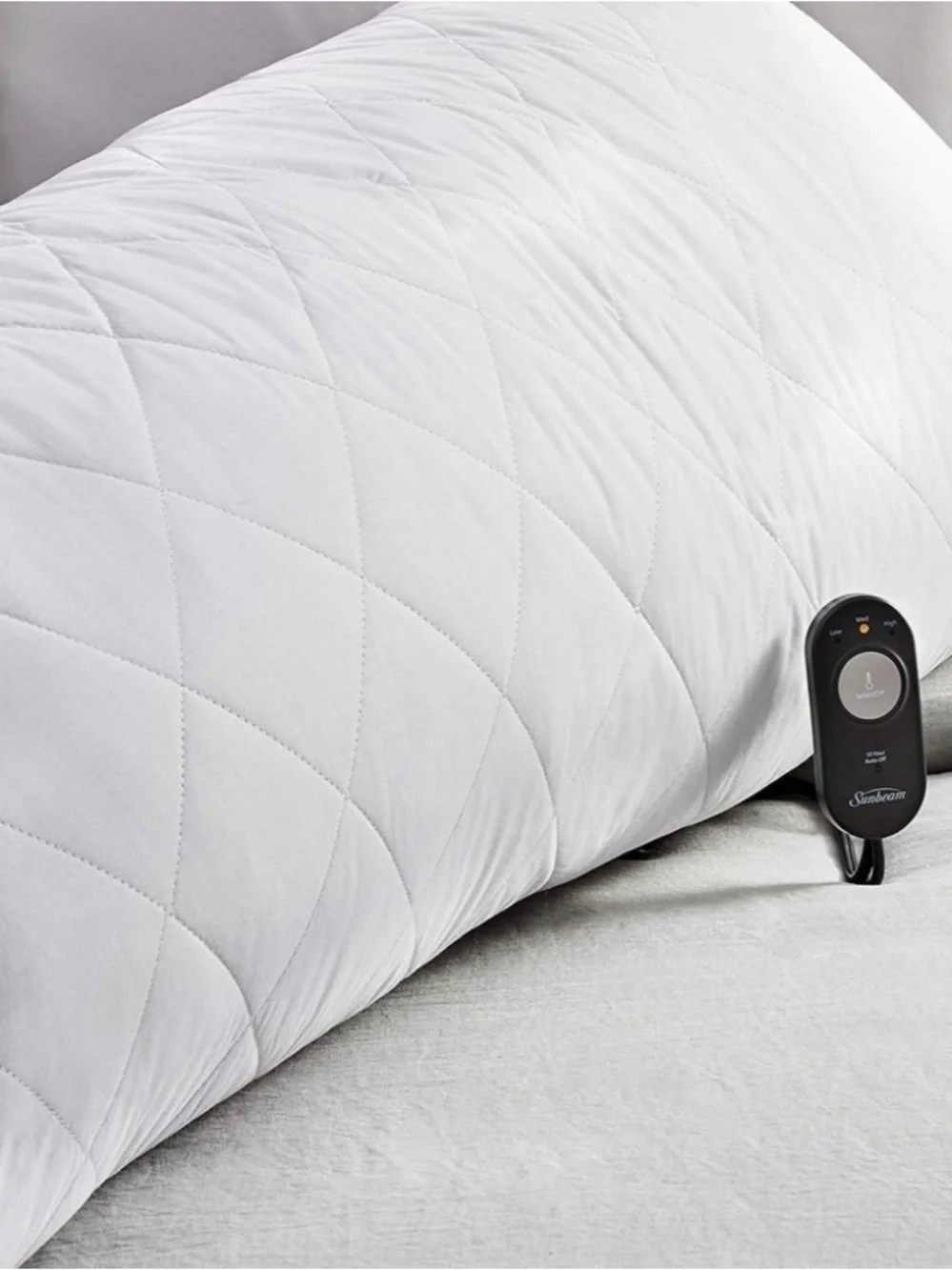 Sunbeam 54 Inch Heated Body Pillow with Temperature Controller - White NWT